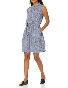 Amazon Essentials damska tkana bluzka bez rękawów, granatowa/biała, płatkowa, S - Bluzki damskie - miniaturka - grafika 1