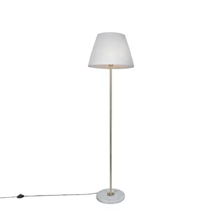 QAZQA Lampa podłogowa retro mosiądz klosz plisowany kremowy 45cm - Kaso - Lampy stojące - miniaturka - grafika 1