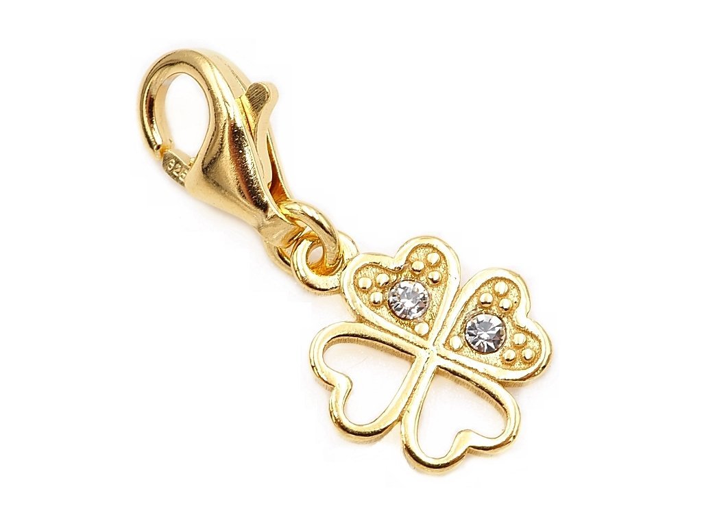 Pozłacany charms mała koniczynka crystal