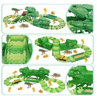 Tor wyścigowy raj park Dinozaurów autka tory 240 elementów - Tory, garaże, parkingi - miniaturka - grafika 3