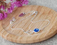 Bransoletki - Bransoletka srebrna nieskończoność z kryształem Sapphire - miniaturka - grafika 1