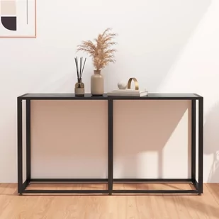 shumee shumee Konsola czarna 140x35x75,5 cm szkło hartowane - Konsole i sekretarzyki - miniaturka - grafika 1