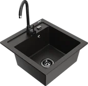 Zlewozmywaki z baterią - Mexen Vito zlewozmywak granitowy 1-komorowy z baterią kuchenną Telma, czarny/złoty metalik - 6503-75-670200-70-B - miniaturka - grafika 1