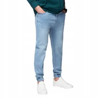 Spodnie męskie - Męskie spodnie jeansowe JOGGERY - jasnoniebieskie V1 OM-PADJ-0265 r. XXL - miniaturka - grafika 1