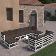 Meble ogrodowe - vidaXL 11-cz zestaw wypoczynkowy do ogrodu z poduszkami biały 3076920 - miniaturka - grafika 1