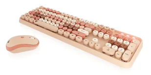 KeySonic KSKM-8200M-RF klawiatura Dołączona myszka Biuro RF Wireless QWERTZ Niemiecki Beżowy, Brązowy, Różowy - Zestawy myszka + klawiatura - miniaturka - grafika 1