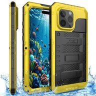 Etui i futerały do telefonów - Wodoodporne etui na telefon IP68 do iPhone 16 Pro Metal + silikonowa osłona z osłoną ekranu - żółte Wielobarwny Yellow - miniaturka - grafika 1