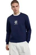 Bluzy męskie - TRENDYOL MAN BLUZA MĘSKA GRANATOWA Z NADRUKIEM TYGRYS DŁUGI RĘKAW XS 5DA - miniaturka - grafika 1