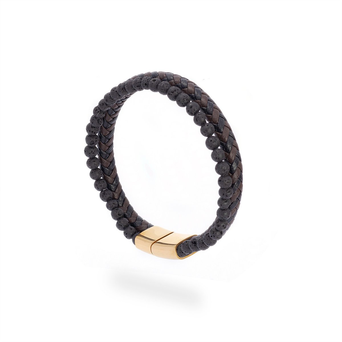 Bransoletka męska podwójna pleciona koraliki