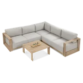 Meble ogrodowe - Narożnik ogrodowy drewniany wypoczynkowy ROYAL Caffe - Furrore - miniaturka - grafika 1