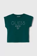 Koszulki dla dziewczynek - Guess t-shirt dziecięcy kolor zielony - miniaturka - grafika 1