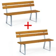 Ławki ogrodowe - Ławka parkowa STANDARD z oparciem 1+1 GRATIS, ocynkowana, 1500 mm, limba - miniaturka - grafika 1