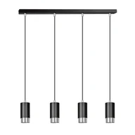Lampy sufitowe - Fumiko 4 Black-Chrome 816/4 Designerski Spot Wiszący Czarne Tuby Srebrne Dodatki - miniaturka - grafika 1