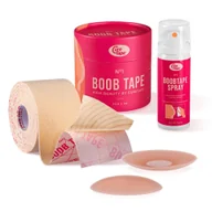 Akcesoria medyczne - Elastyczna taśma modelująca i podtrzymująca biust z nasutnikami Boob Tape CureTape, beżowa + spray do usuwania taśm Remover Spray - miniaturka - grafika 1