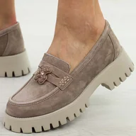 Mokasyny damskie - Beżowe skórzane mokasyny damskie Vinceza 79533 - miniaturka - grafika 1