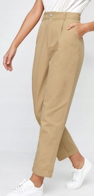 SHEIN SPODNIE CASUAL DAMSKIE BEŻOWE PROSTE 38 V3Y