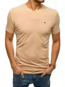Koszulki męskie - T-shirt męski bez nadruku beżowy Dstreet RX4465 - miniaturka - grafika 1