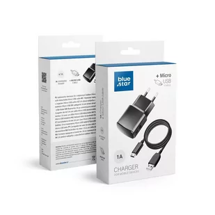 Blue Star Ładowarka Sieciowa Micro USB Uniwersalna z Odpinanym Kablem 1A - Ładowarki do telefonów - miniaturka - grafika 1