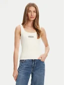 Koszulki i topy damskie - Guess Jeans Top W5YP35 KA0H1 Écru Regular Fit - miniaturka - grafika 1