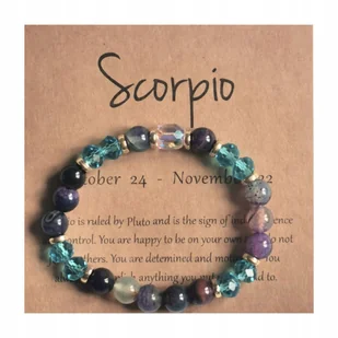 Bransoletka Zodiakalna Skorpion Elastyczna Kamienie Kryształ - Bransoletki - miniaturka - grafika 1