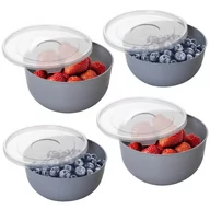 Miski i półmiski - Miska Kuchenna Plastikowa Z Pokrywką Szara 4 Sztuki Zestaw - miniaturka - grafika 1