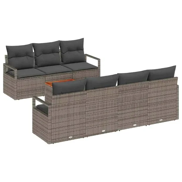5-częściowy modularny zestaw sofy zewnętrznej, szary, naturalny rattan