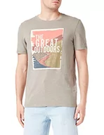 Koszulki męskie - camel active Męski t-shirt 409745/1T32, khaki, XL, khaki, XL - miniaturka - grafika 1
