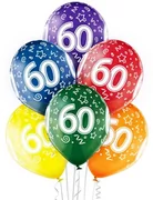 Urodziny dla dorosłych - Balony transparentne z nadrukiem "60" - 12 cali - 6 szt. - miniaturka - grafika 1