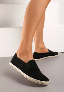 Czarne Tenisówki Espadryle Slip On Na Płaskiej Podeszwie Liodelia - Trampki damskie - miniaturka - grafika 1