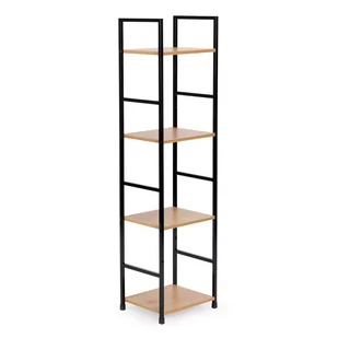 Regał Drewniany Nowoczesny Metalowa Rama Loft 4 Półki - Półki do salonu - miniaturka - grafika 1