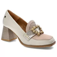 Czółenka - Beżowe Półbuty Maciejka Damskie Eleganckie Obuwie - miniaturka - grafika 1