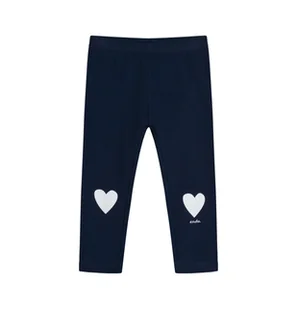 Legginsy dla dziecka do 2 lat, z sercami na kolanach, granatowe - Spodenki dla niemowląt - miniaturka - grafika 1