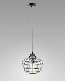 Auhilon LAMPA wisząca CLARA LS-PE1259 loftowa OPRAWA szklana kula ball metalowa siatka czarna przezroczysta - Lampy sufitowe - miniaturka - grafika 1