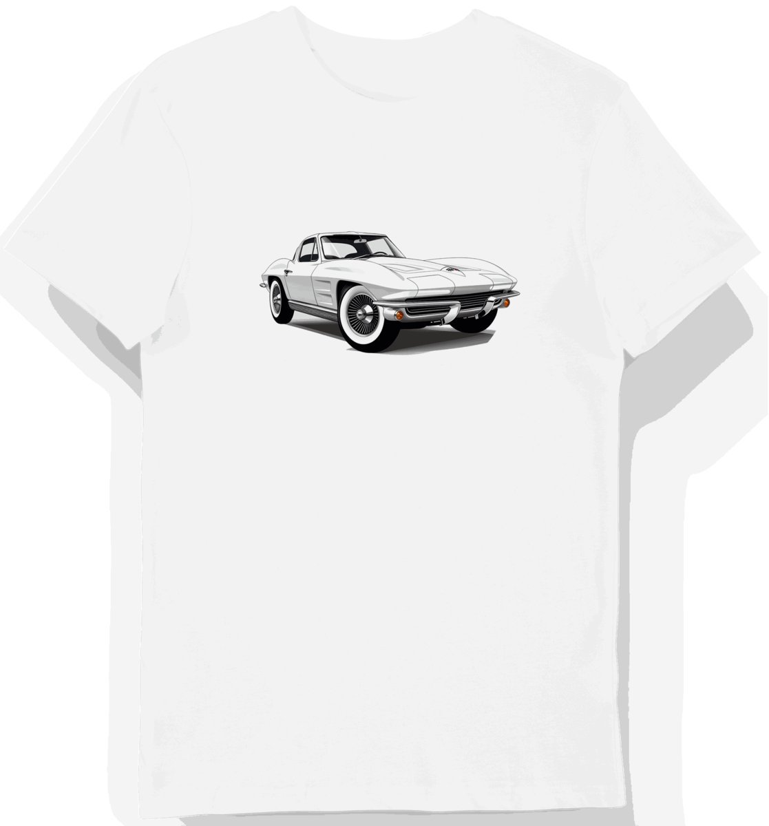 Koszulka męska biała z Klasycznym Motywem Corvetty M