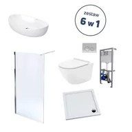 Miski WC - Massi Zestaw łazienkowy BELLIS 6w1 - umywalka, miska WC, stelaż WC, przycisk, ścianka prysznicowa, brodzik MSZ-1-B - miniaturka - grafika 1
