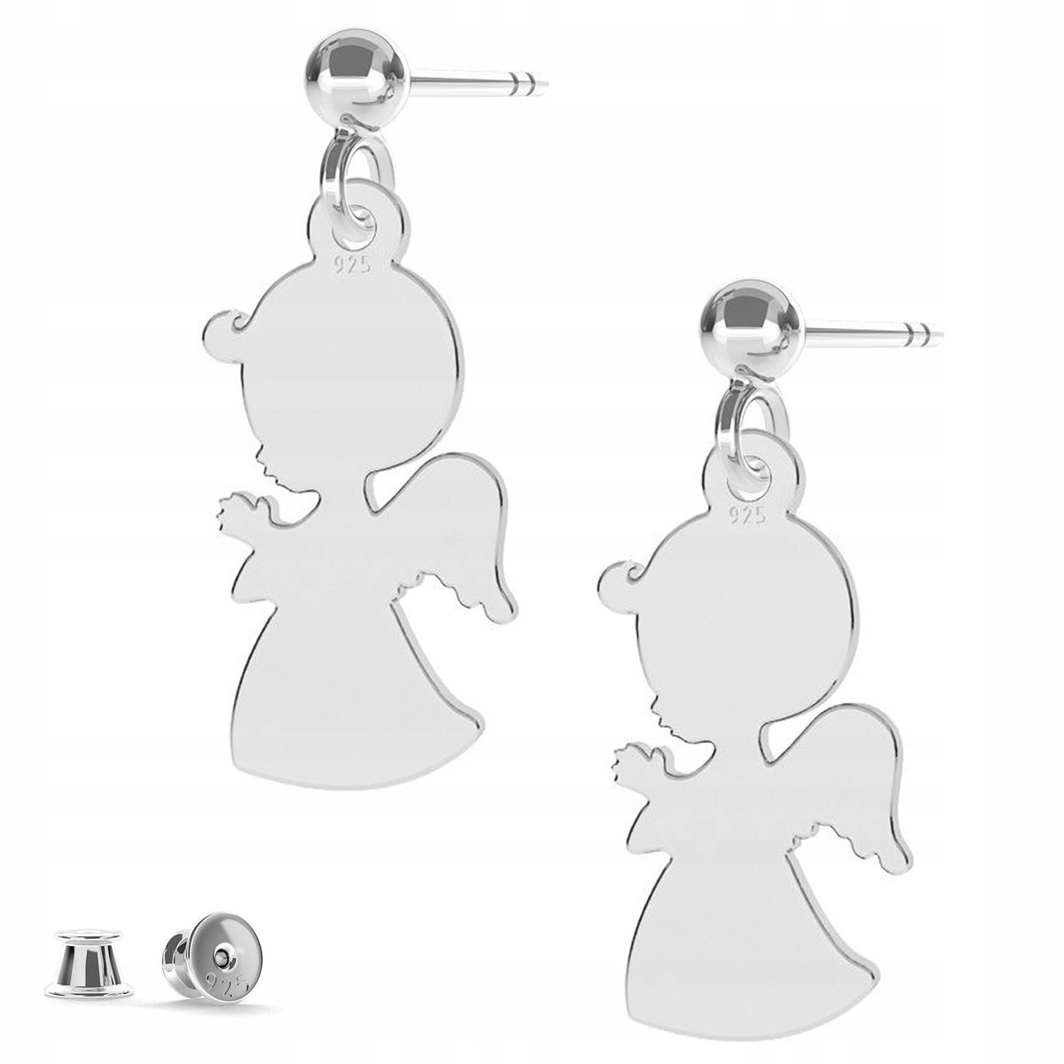 Kolczyki srebrne Anioł Chłopiec 925