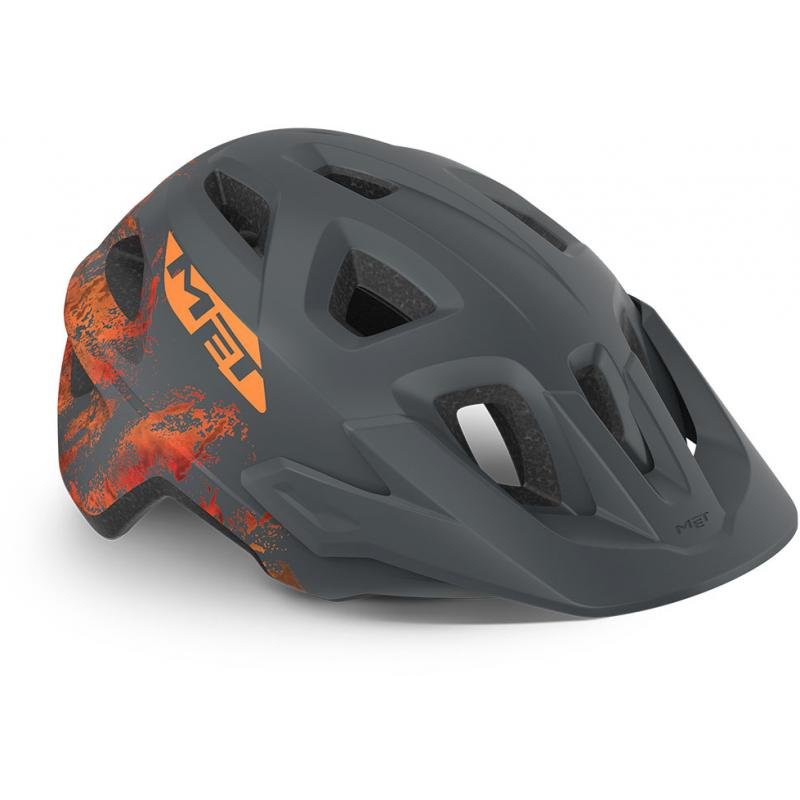 Dziecięcy kask rowerowy MET Eldar, szaro-pomarańczowy - matowy