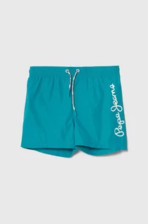Spodnie i spodenki dla chłopców - Pepe Jeans szorty kąpielowe dziecięce LOGO SWIMSHORT kolor turkusowy - grafika 1