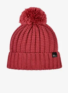 Czapka zimowa damska Jack Wolfskin Highloft Knit Beanie - red coral - Czapki damskie - miniaturka - grafika 1
