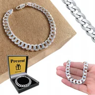 Bransolety męskie - Srebrna Bransoletka Pancerka pr. 925 SREBRO Męska Diamentowana 6mm - miniaturka - grafika 1