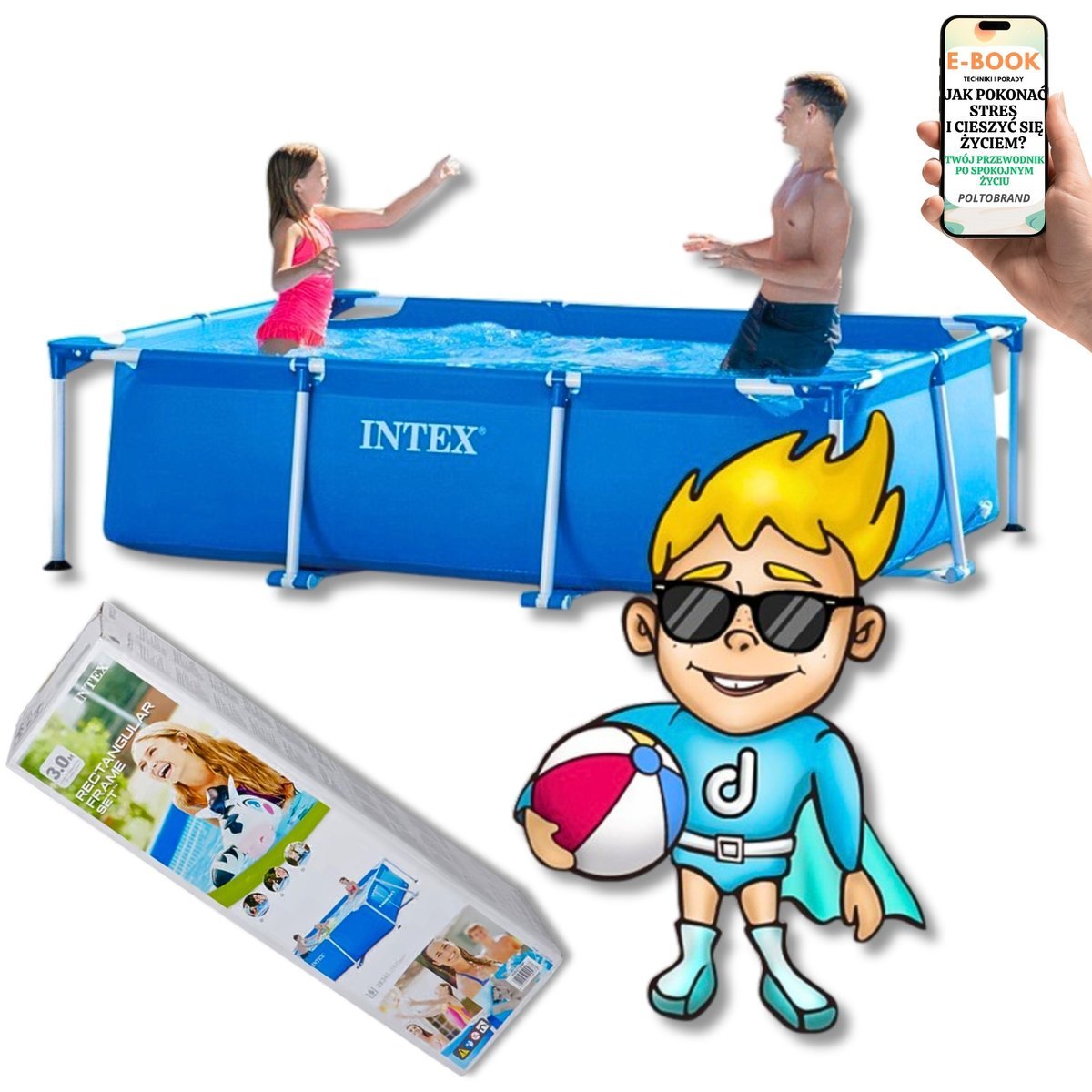 INTEX BASEN STELAŻOWY INTEX 300x200x75 Ogrodowy DUŻY – Dla Rodziny i Dzieci 3834 L Solidny i Przestronny + EBOOK-1