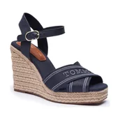 Sandały damskie - Tommy Hilfiger Koturny | z dodatkiem skóry - miniaturka - grafika 1