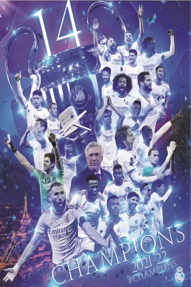 PUZZLE Real Madryt Liga Mistrzów 2021/2022 + IMIĘ Pudełko 120 el.