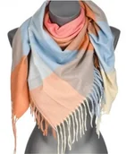 Apaszki i szaliki damskie - Chusta damska ciepła w KRATĘ z frędzlami AXD-13-21 pomarańczowa - miniaturka - grafika 1