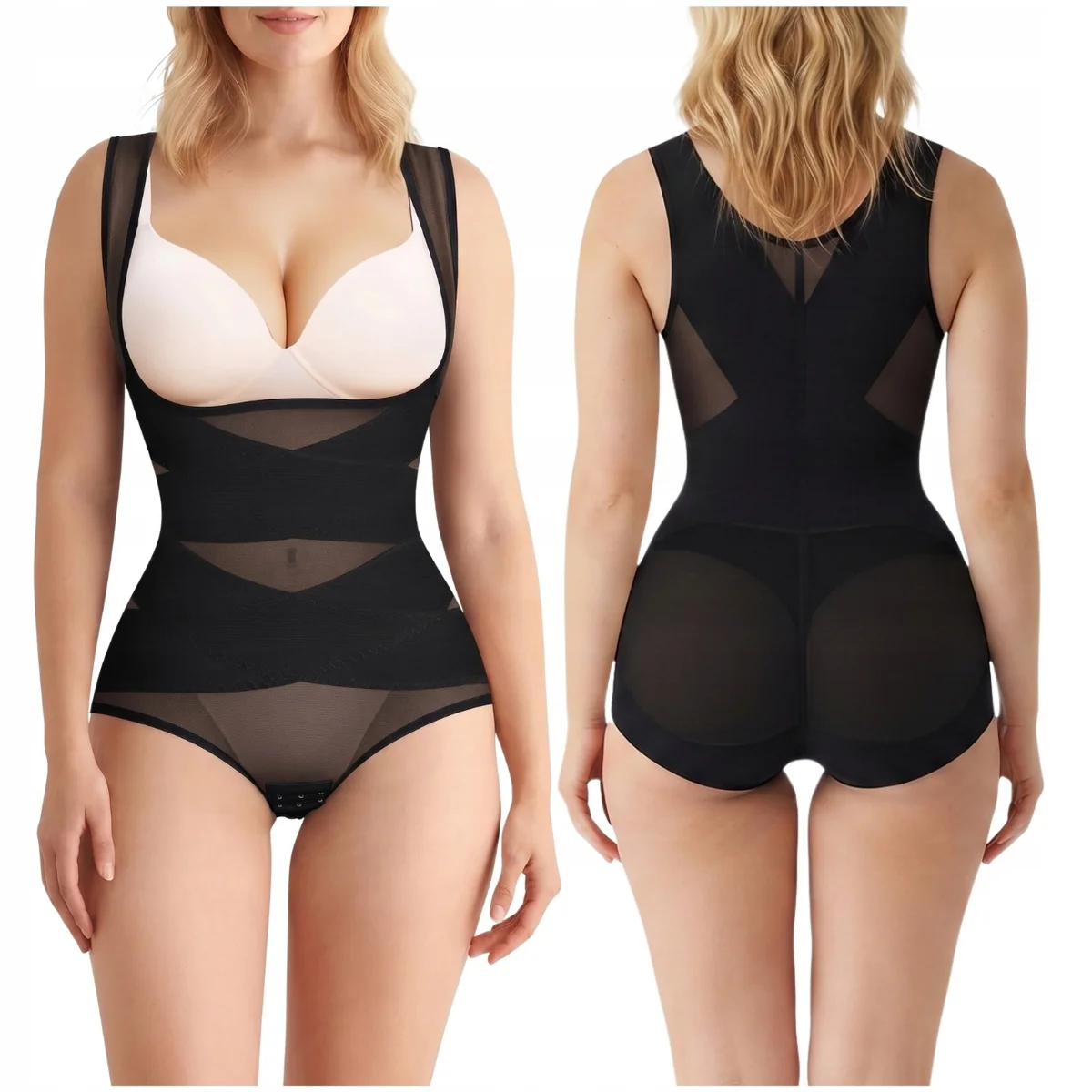 BODY DAMSKIE WYSZCZUPLAJĄCE BRZUCH TALIĘ GORSET MAJTKI MOCNO MODELUJĄCE L KOLOR CZARNY