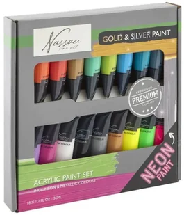 Zestaw farb akrylowych Nassau Fine Art With Fluor and Metallic 18 x 36 ml - Farby i media malarskie - miniaturka - grafika 1