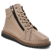 Botki damskie - Beżowe Botki Artiker Ocieplane Obuwie Damskie - miniaturka - grafika 1