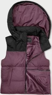 KRÓTKA KAMIZELKA DAMSKA Z KAPTUREM J.STYLE FIOLET-CZARNY (16M9112-53) - J STYLE - Kamizelki damskie - miniaturka - grafika 1