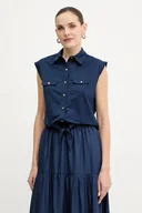 Koszule damskie - Morgan koszula damska kolor granatowy regular z kołnierzykiem klasycznym DAROD - miniaturka - grafika 1