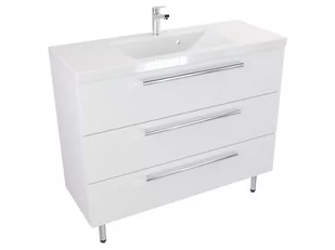 Szafka Stojąca Z Umywalką ATH 100 cm - Biały Mat - Uchwyty Chromowane - Szafki łazienkowe - miniaturka - grafika 1